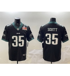 Men Philadelphia Eagles 35 Boston Scott Black 2025 Super Bowl LIX Patch Vapor Untouchable Limited Stitched Football Jersey