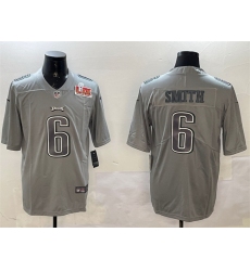 Men Philadelphia Eagles 6 DeVonta Smith Grey 2025 Super Bowl LIX Patch Atmosphere Fashion Vapor Untouchable Limited Stitched Football Jersey