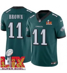 Men Philadelphia Eagles A.J. Brown #11 Green 2024 2025 Super Bowl LIX F U S E Stitched NFL Jersey