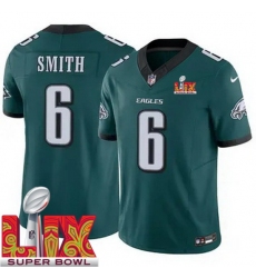 Men Philadelphia Eagles DeVonta Smith #6 Green 2024 2025 Super Bowl LIX F U S E Stitched NFL Jersey