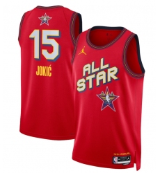 Men 2025 All Star 15 Nikola Jokic Red Stitched Basketball Jersey