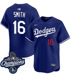 Men Los Angeles Dodgers 16 Will Smith Cool Base 2025 World Champions Stitched Baseball Jersey Blue
