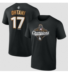 Men Los Angeles Dodgers 17 Shohei Ohtani Black 2025 World Series Champions Name  26 Number T Shirt